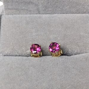1ctw Raspberry Rhodolite Natural Garnet Earrings 925 Silver 18K Gold Plated New